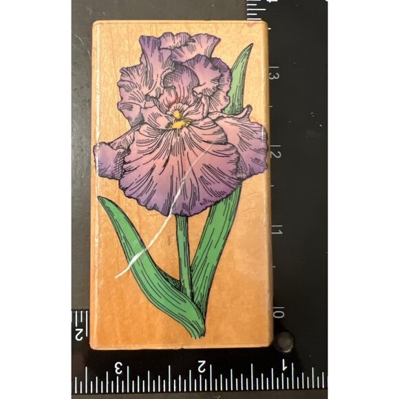 Hero Arts Big Iris Wood Mounted Rubber Stamp F987 Flower Floral - Picture 1 of 5